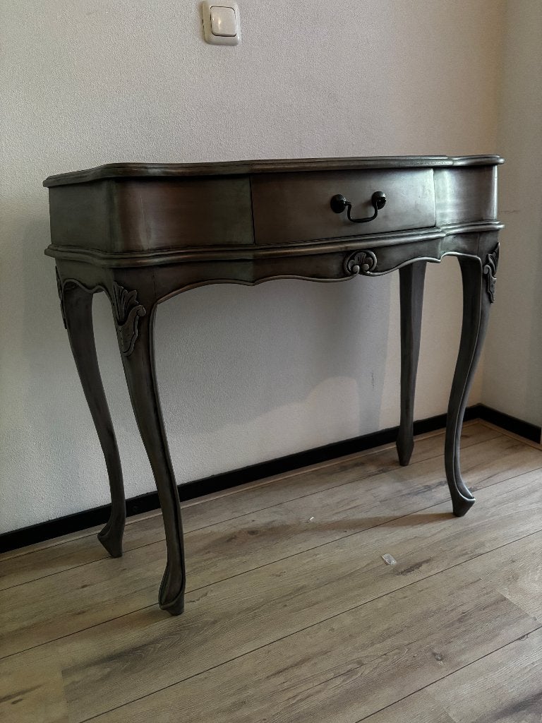 Barok Side-, wand-, consoletafel – Metallic Grijs, Ophalen, 50 tot 100 cm, Zo goed als nieuw, Overige vormen
