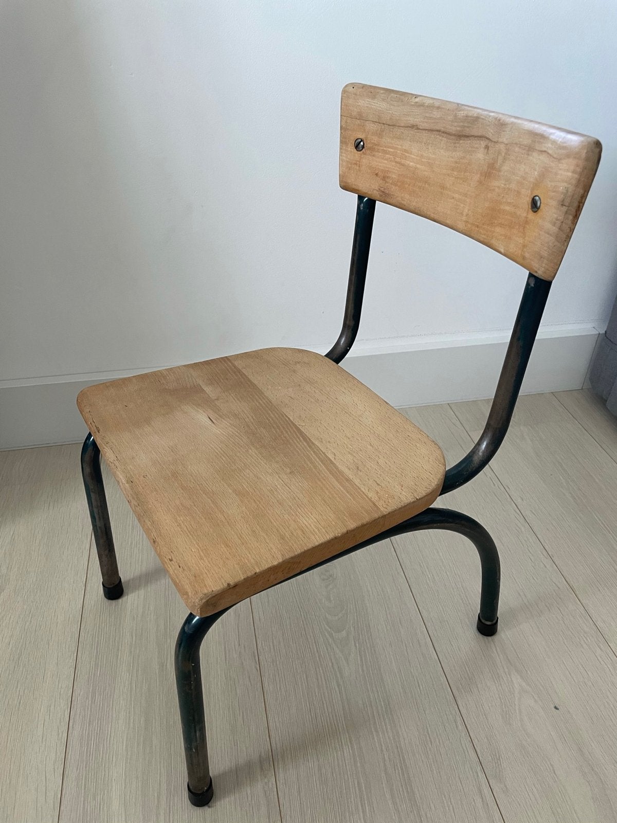 Vintage schoolstoel - Houten zitting en rugleuning, Ophalen