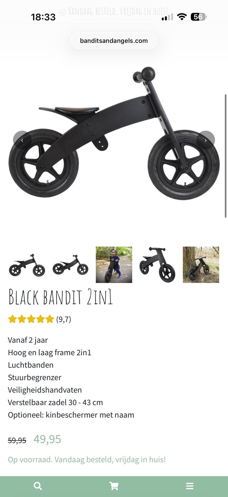 Bandits and angels Black bandit 2in1 loopfiets