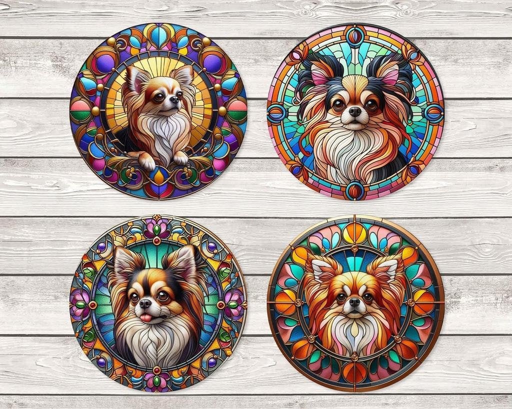 Chihuahua Glas in Lood onderzetters met houder rond, Ophalen of Verzenden, Nieuw