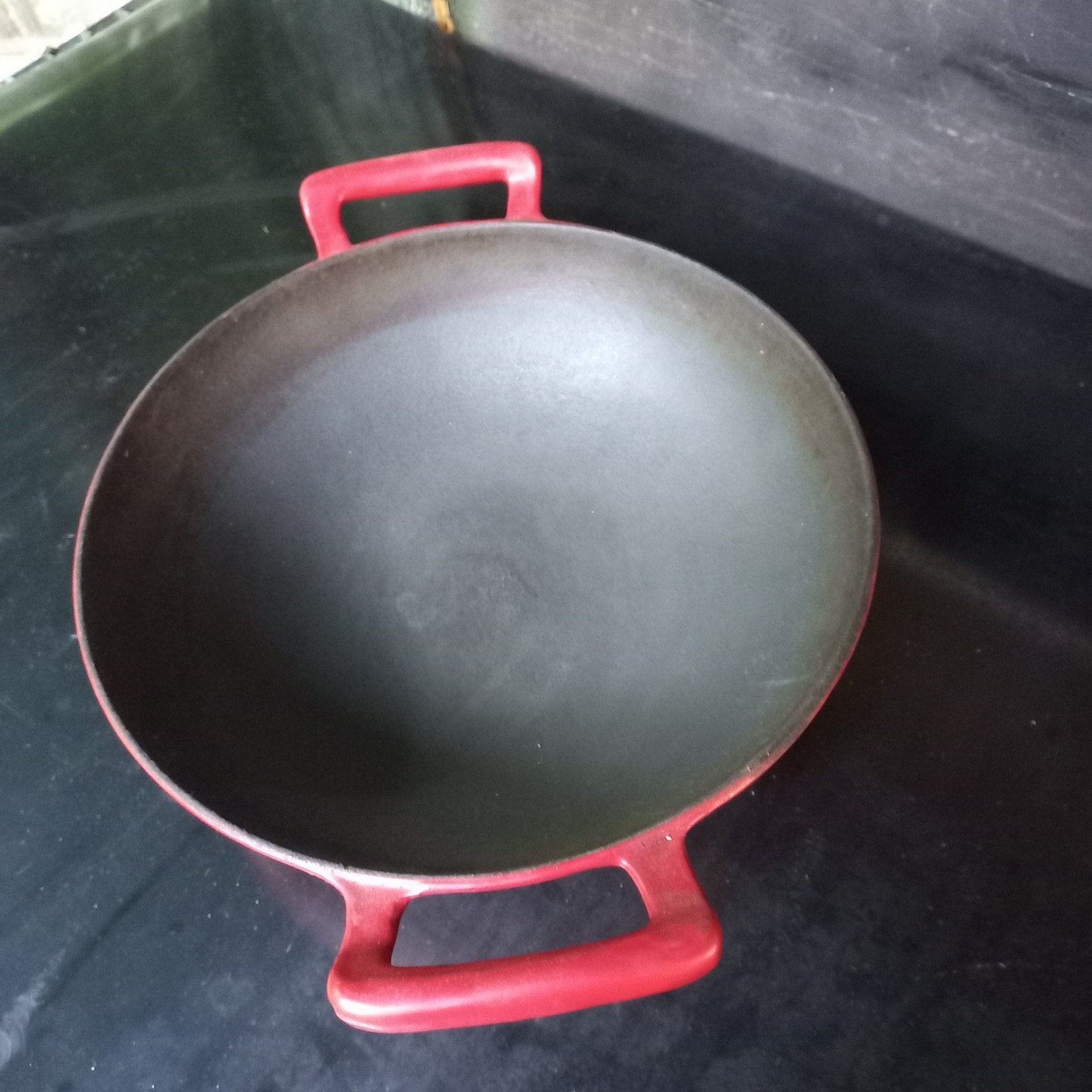 wokpan,geëmailleerde pan,koken ,wokken ,roerbakken, Huis en Inrichting, Ophalen of Verzenden, Gebruikt, Gietijzer, Wok