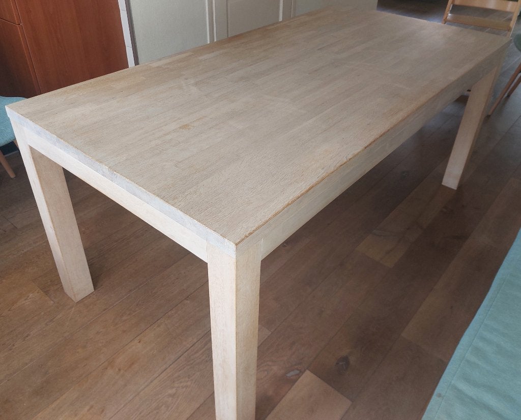 Houten meubelset - o.a. eettafel, tv-meubel en vitrinekast, Ophalen, Gebruikt, 50 tot 100 cm, 150 tot 200 cm