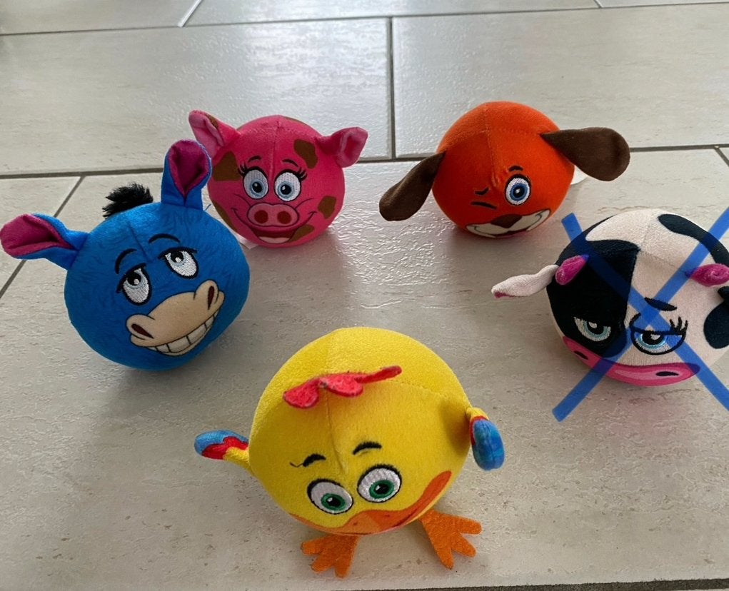 Lidl boerderij mini’s knuffeldiertjes set - 4 stuks, Gebruikt, Overige merken, Overige karakters, Blauw