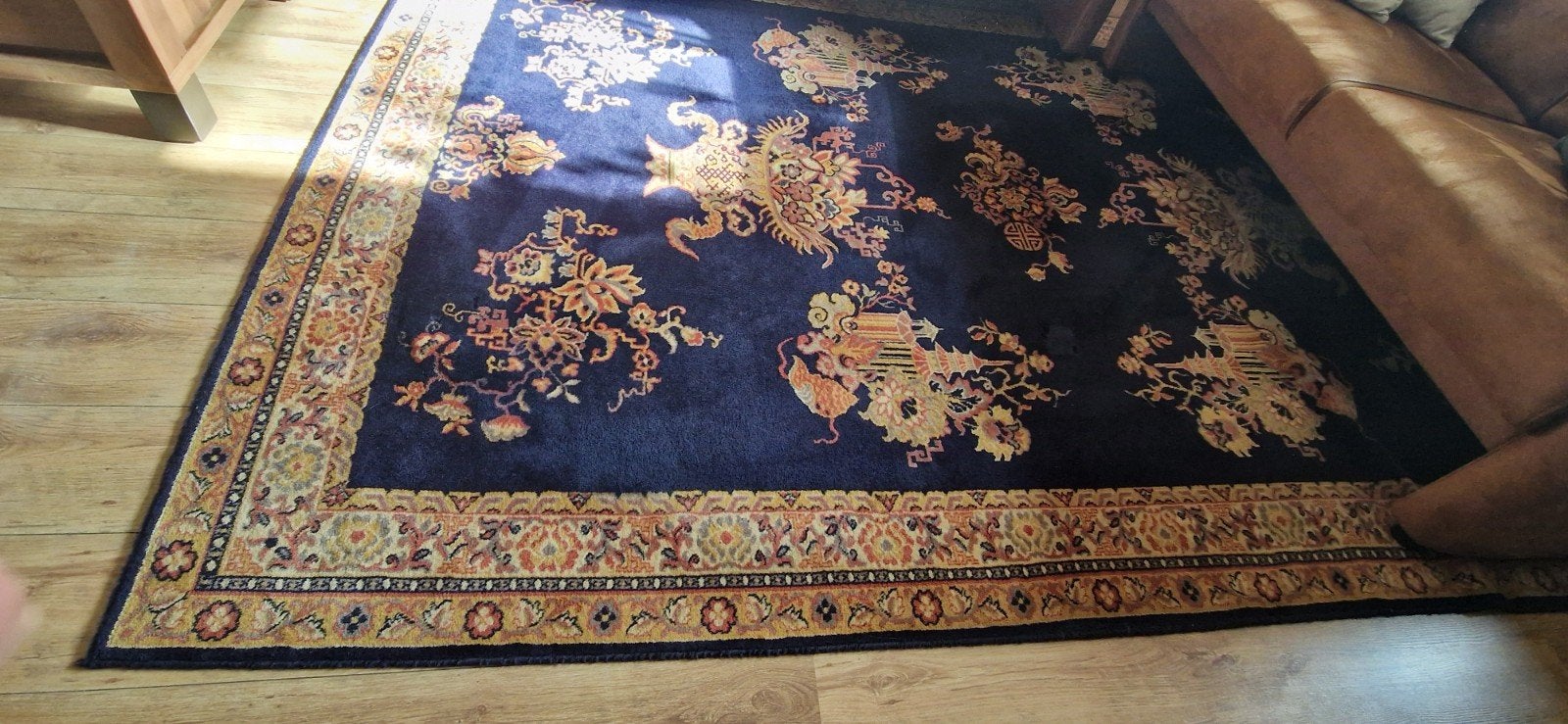wollen tapijt, Ophalen, Blauw, 200 cm of meer, 200 cm of meer