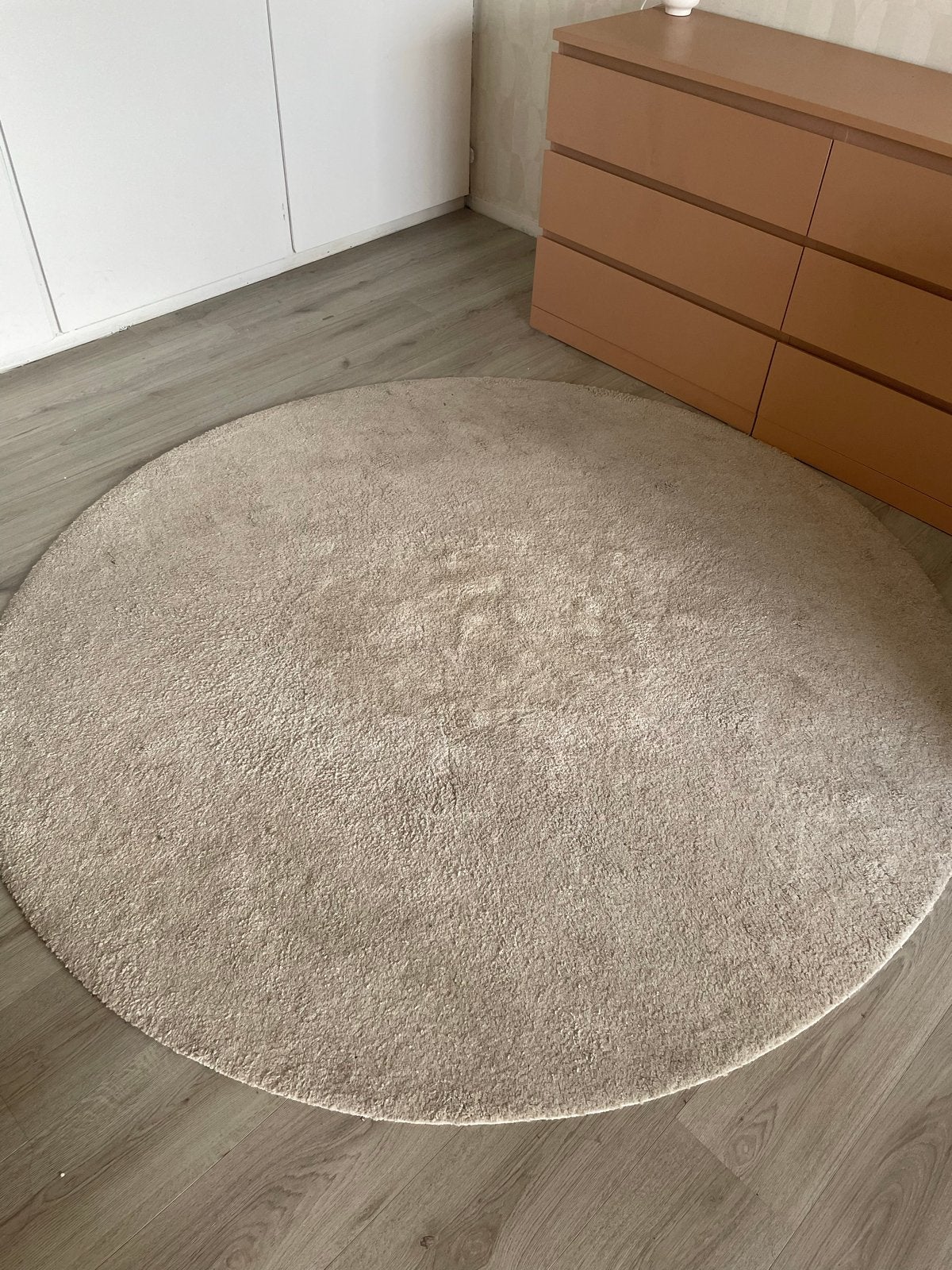 Rond beige vloerkleed - ikea stoense, Ophalen, 100 tot 150 cm, Beige, Rond