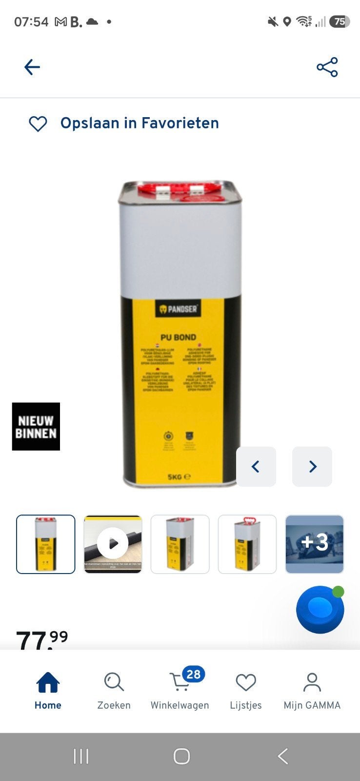 Pandser EPDM Contactlijm 5 Ltr. / PU Bond 5KG - Ongeopend, Ophalen
