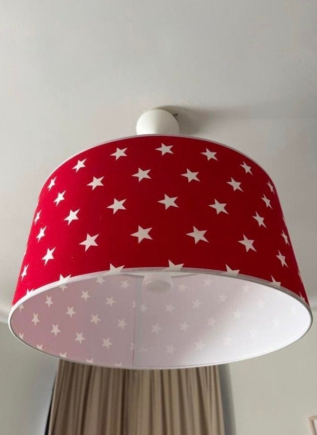 Little Dutch hanglamp rood met sterren (55x25 cm), Huis en Inrichting, Ophalen, Zo goed als nieuw, Textiel, E27 (groot)