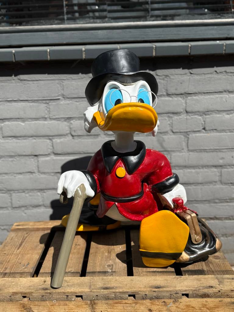 Grote Oom Dagobert Duck Beeld - Disney Decoratie, Ophalen, Gebruikt, Beeldje of Figuurtje, .