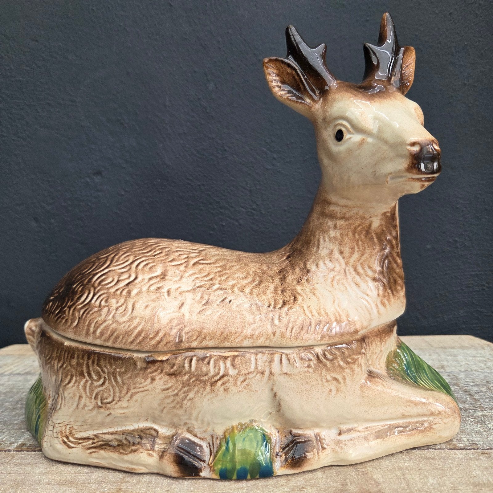 Brocante Michel Caugant terrine hert aardewerk, Ophalen of Verzenden
