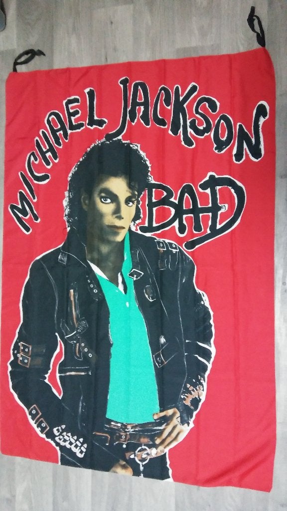 Michael Jackson Bad MJ vintage muziek vlag flag rare, Verzamelen, Muziek, Artiesten en Beroemdheden, Ophalen of Verzenden, Zo goed als nieuw