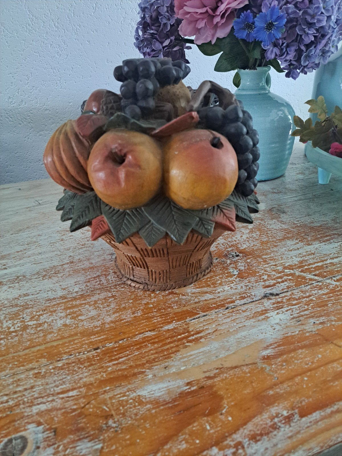Prachtige fruitschaal in ambachtelijk houtsnijwerk, Ophalen of Verzenden