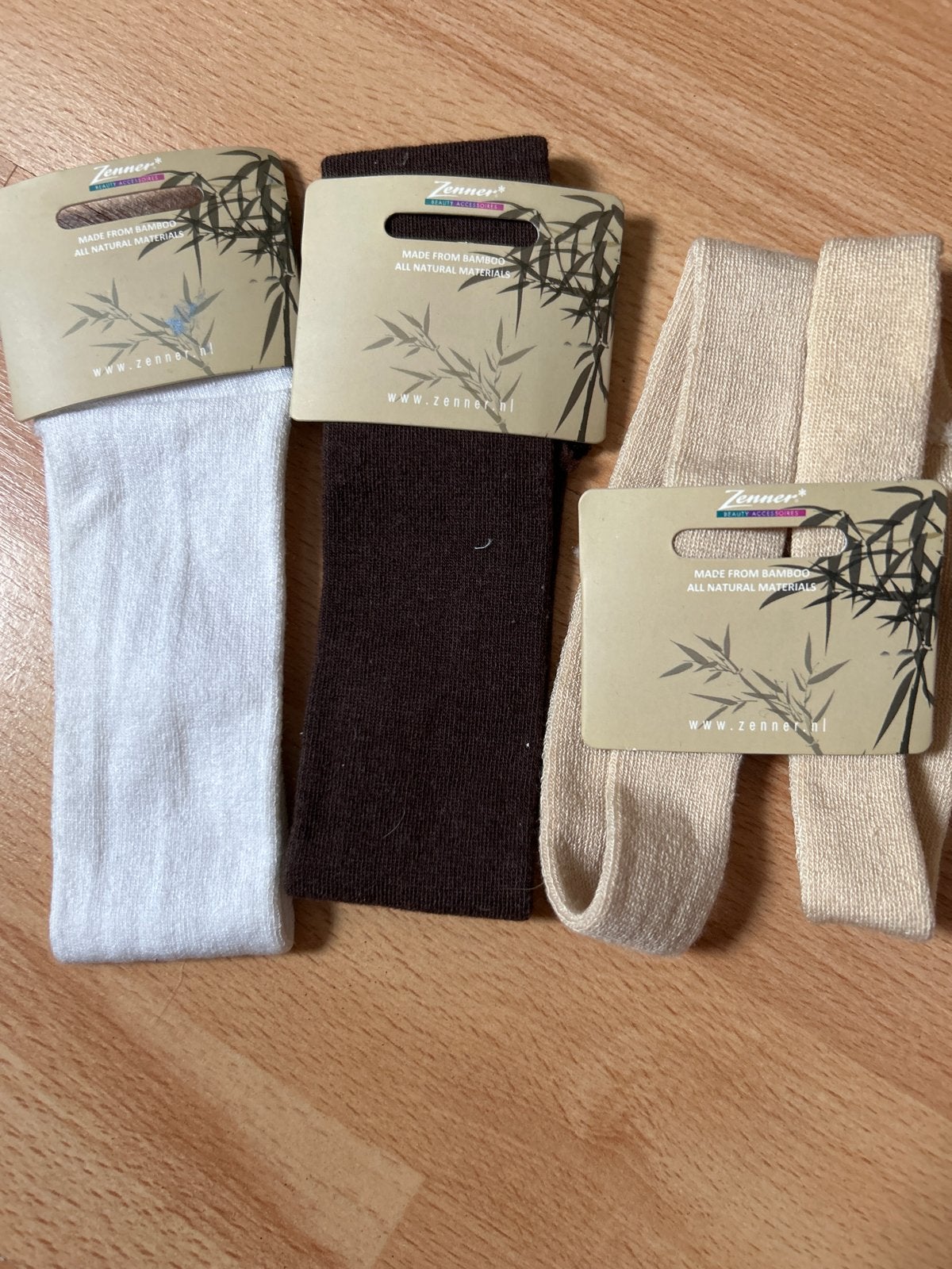 Nieuwe bamboe haarbanden (wit, bruin, beige) - Zenner, Ophalen of Verzenden, Nieuw
