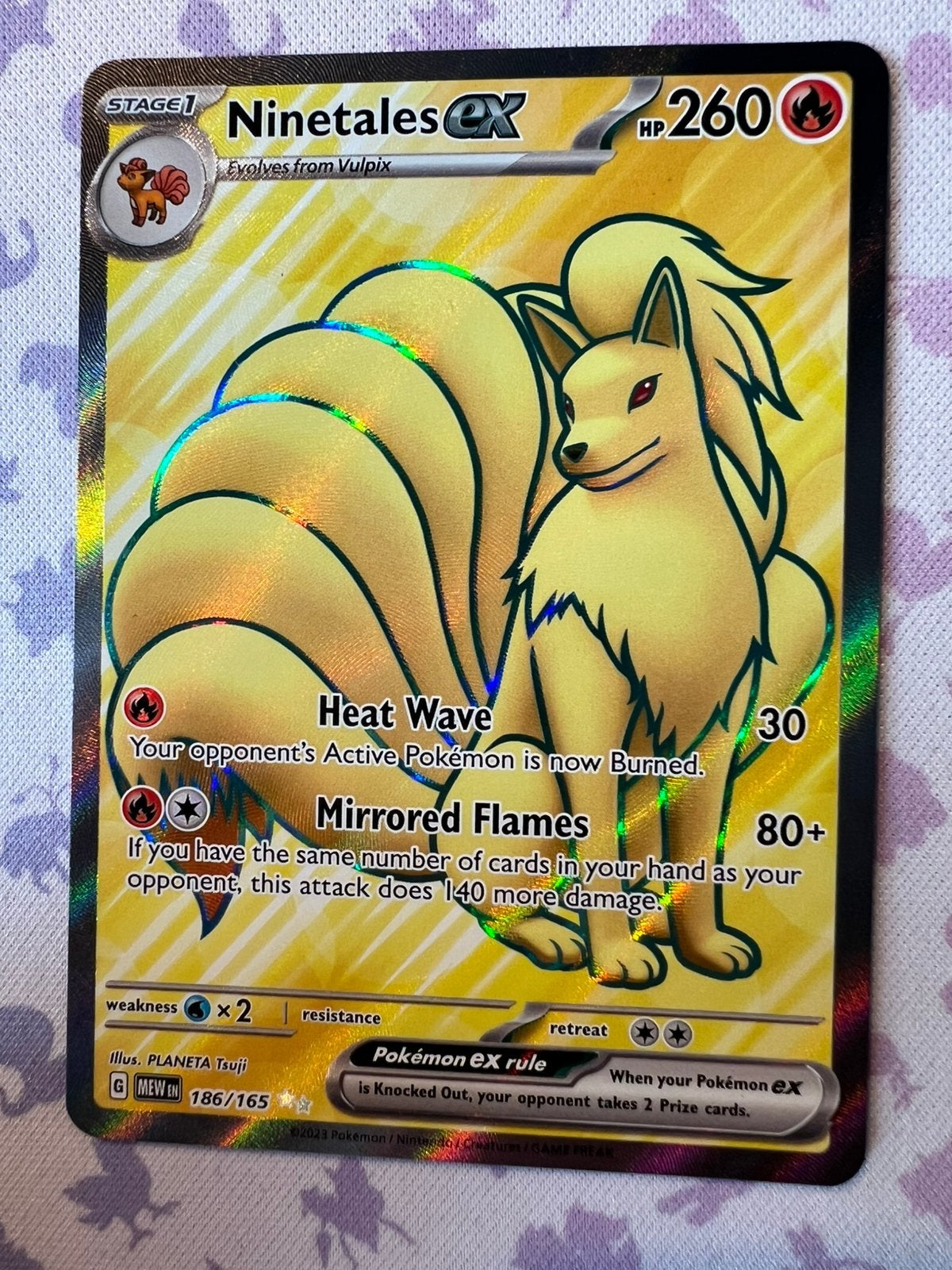 Ninetales 186 Pokemon 151, Ophalen of Verzenden, Zo goed als nieuw, Losse kaart, Foil