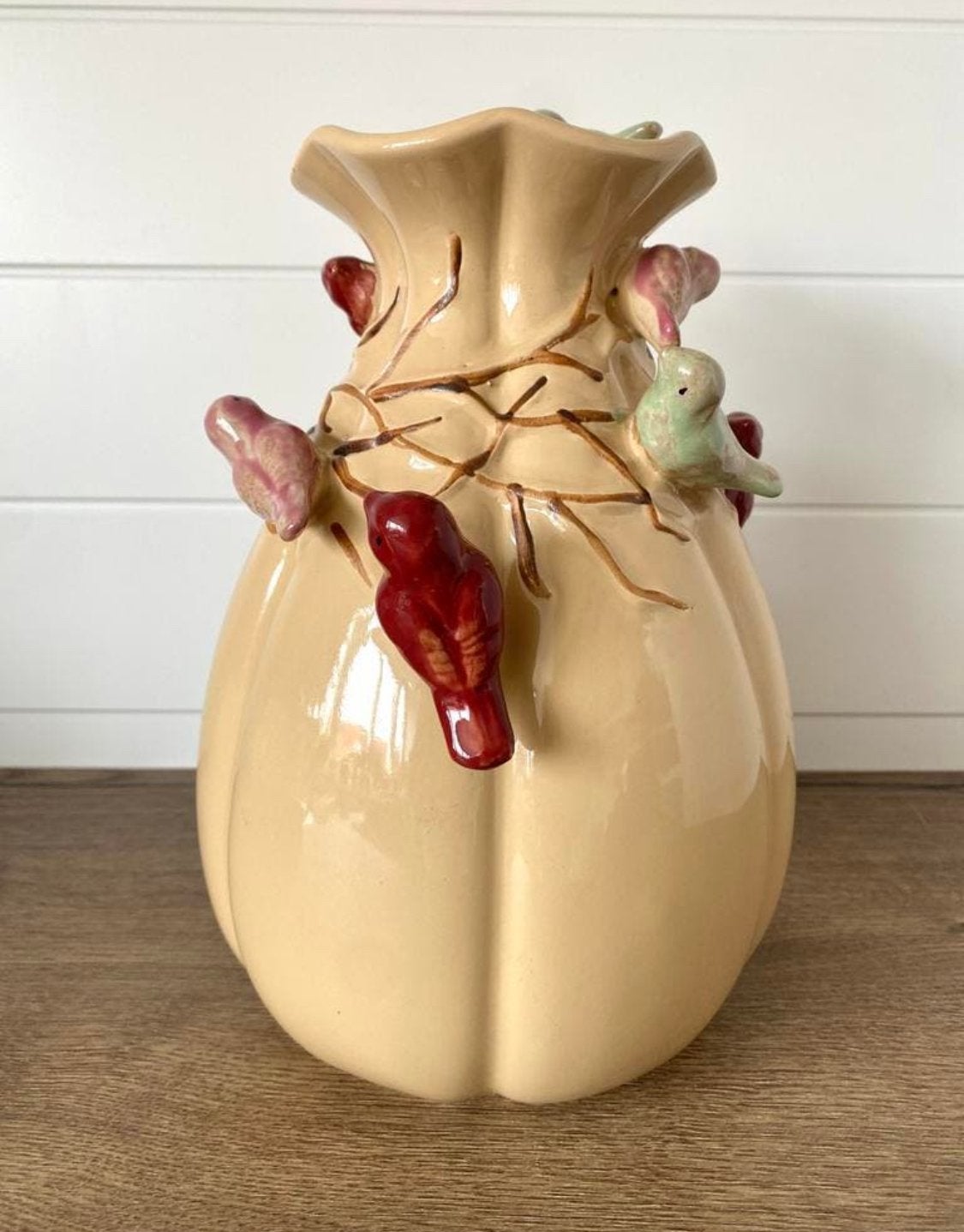 Daan kromhout vaas met vogels - 27 cm hoog beige, Ophalen of Verzenden