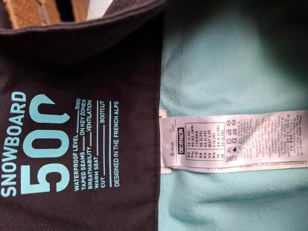 Decathlon Skibroek Snowboard 500 - Maat 36, Sport en Fitness, Overige merken, Gebruikt, 100 tot 140 cm, Ophalen of Verzenden