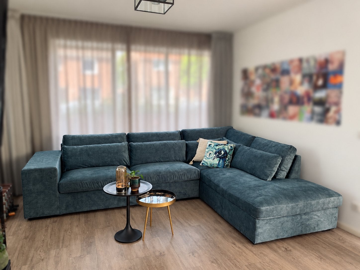Ruime hoekbank / loungebank, Ophalen, Zo goed als nieuw, Stof