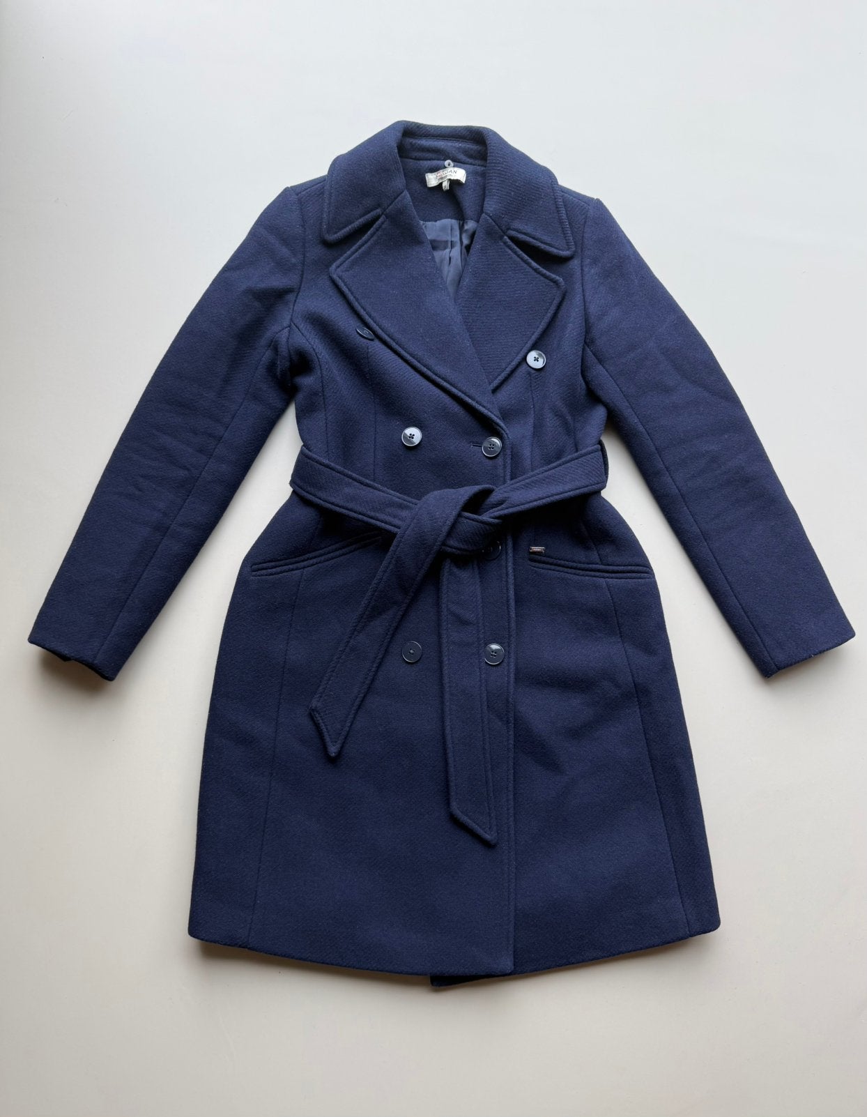 Morgan winterjas maat 38 M herfstjas coat mantel wol blauw, Maat 38/40 (M), Blauw, Gedragen, Morgan