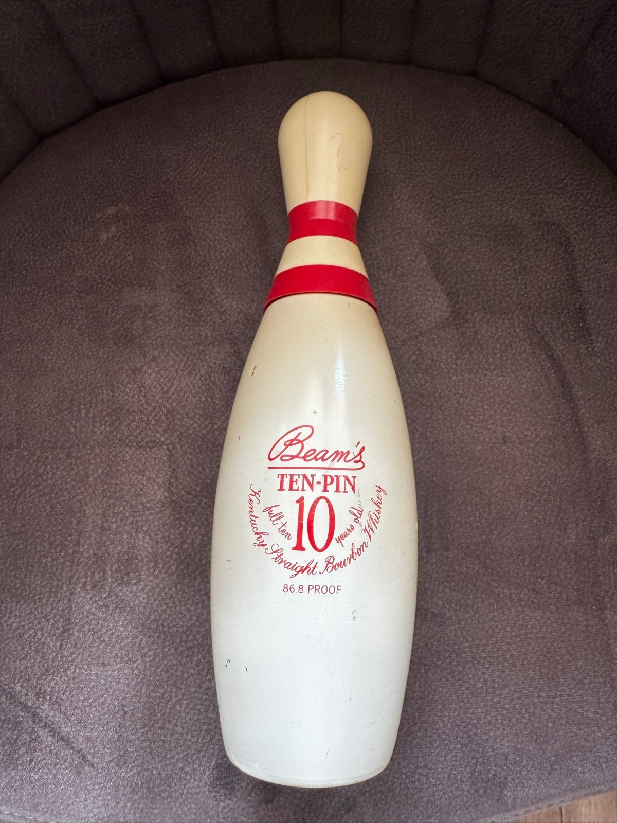 Vintage Jim Beam Ten-Pin 10 Jaar Oude Bourbon Fles, Verzamelen, Ophalen of Verzenden, Gebruikt