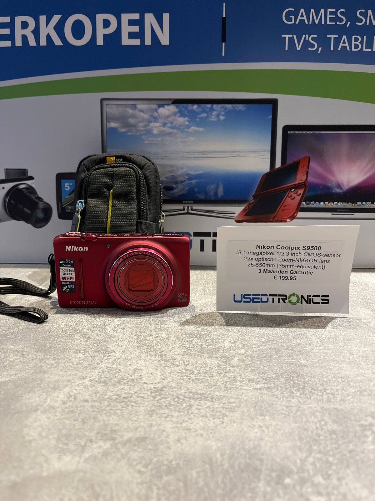 Nikon Coolpix S9500 Rood - Compactcamera met 22x Zoom, Gebruikt, Compact, Ophalen of Verzenden, Nikon