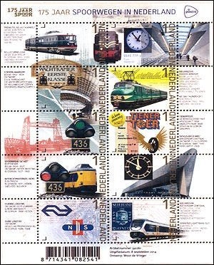 Nederland NVPH nr 3219/28 postfris Spoorwegen 2014, Postzegels en Munten, Postzegels | Nederland, Ophalen of Verzenden, Na 1940