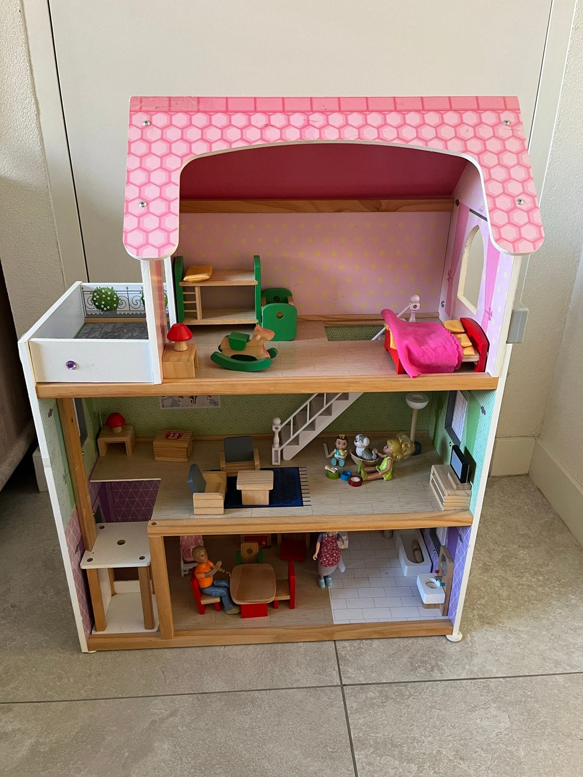 Leuk Poppenhuis met veel accessoires - klaar voor speelronde, Ophalen, Gebruikt, Poppenhuis