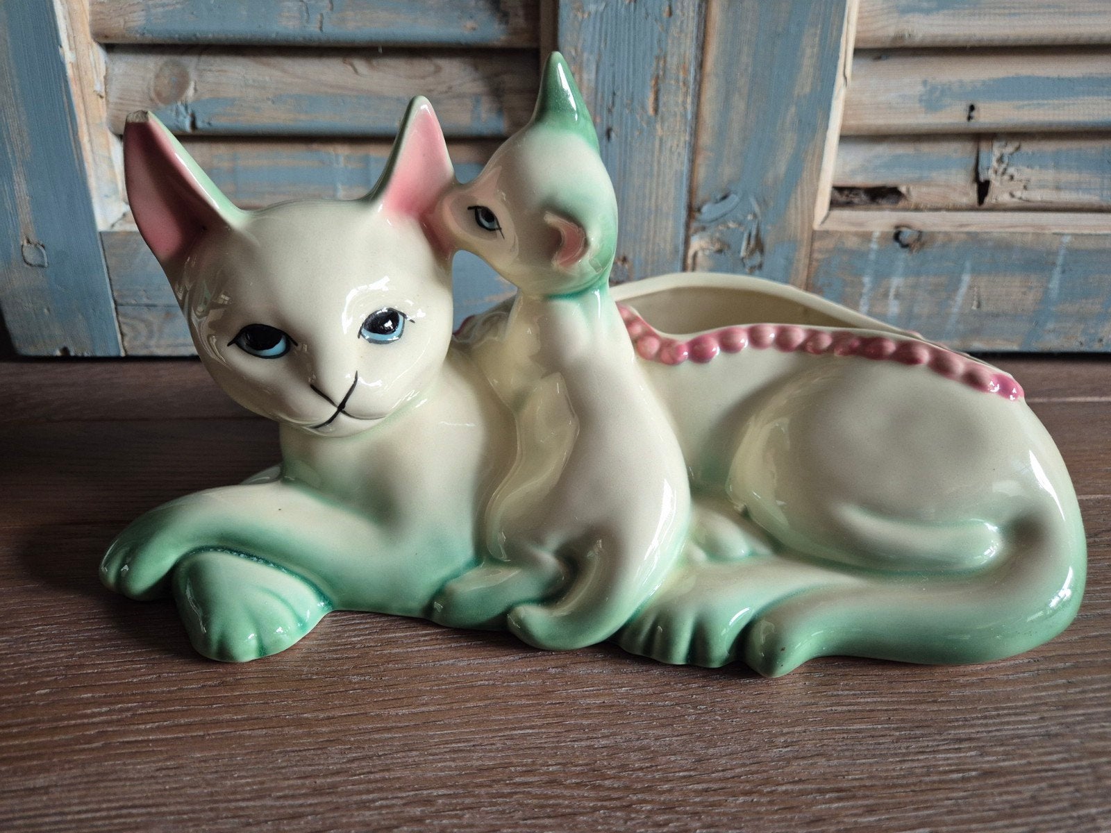 Originele Vintage Hull Pottery Siamese Katten Plantenbak, Ophalen of Verzenden, Gebruikt, Dier