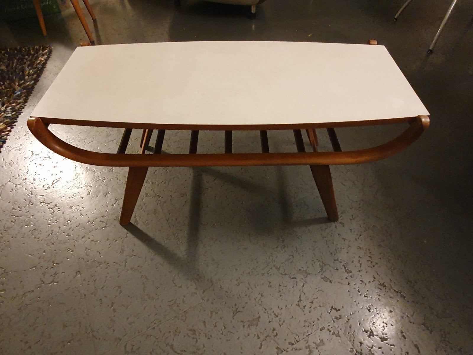 Vintage teakhouten salontafel, keerbaar blad, Ophalen, Gebruikt, 50 tot 100 cm, Teakhout