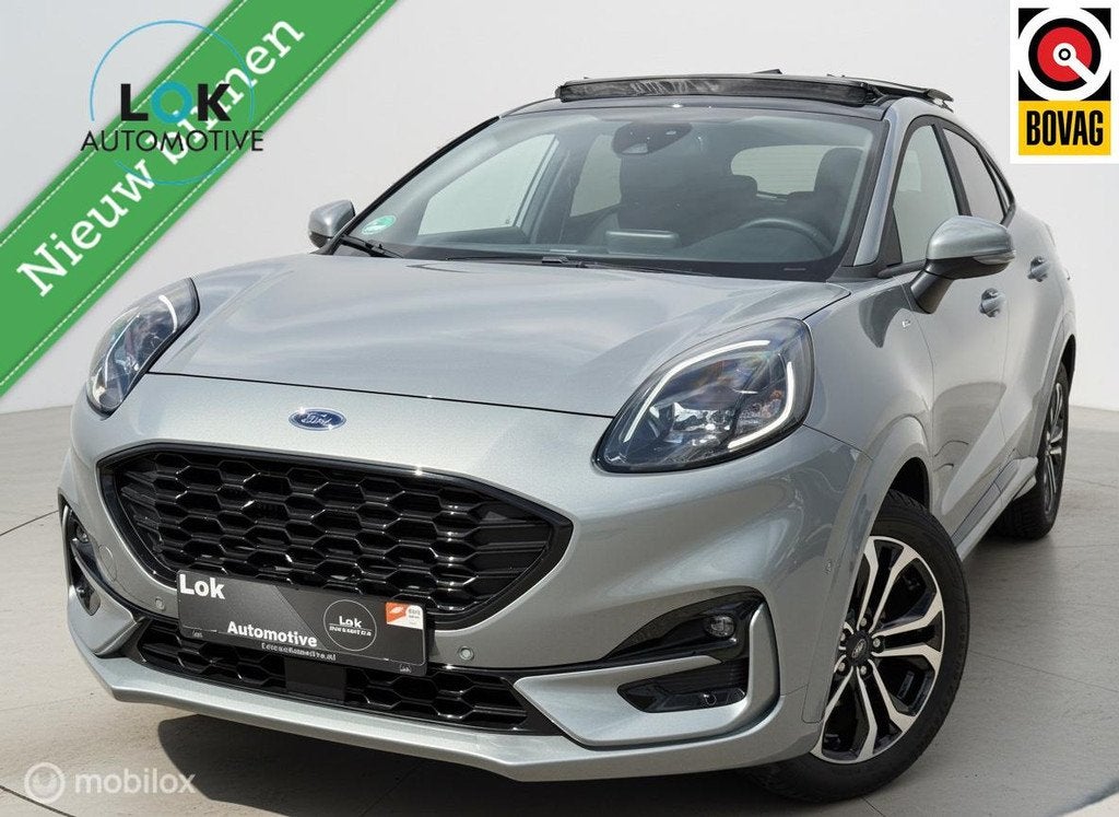 Ford Puma 1.0 EcoBoost Hybrid ST-Line X PANO|LED|B&O|TRKHK|A, Auto's, Ford, Zwart, Automatische klimaatregeling, 23 km/l, Bedrijf