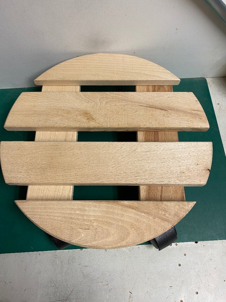 Houten plantenroller - rond - Ø 30 cm - max. 120 kg, Hout, Nieuw, Plantenonderzetter, Bruin