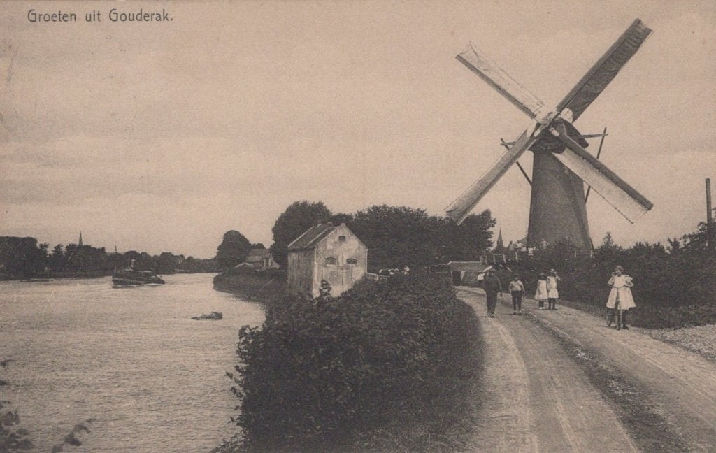GOUDERAK -jaren 20 - Molen, Verzamelen, Verzenden, 1920 tot 1940, Gelopen, Zuid-Holland