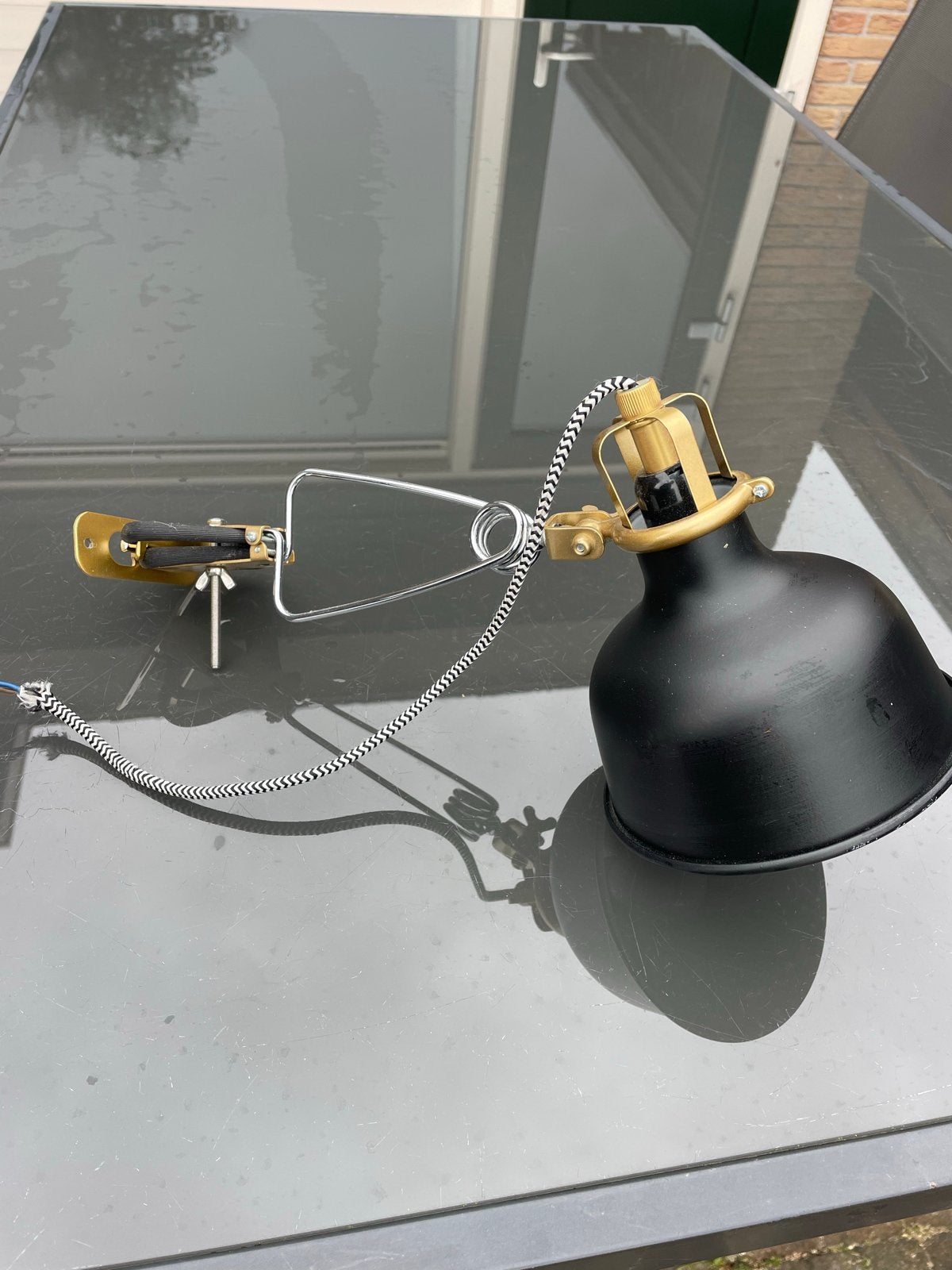 IKEA Ranarp wandlamp / klemlamp - zwart/goud, Gebruikt, Zwart, Industrieel, E14 (klein)