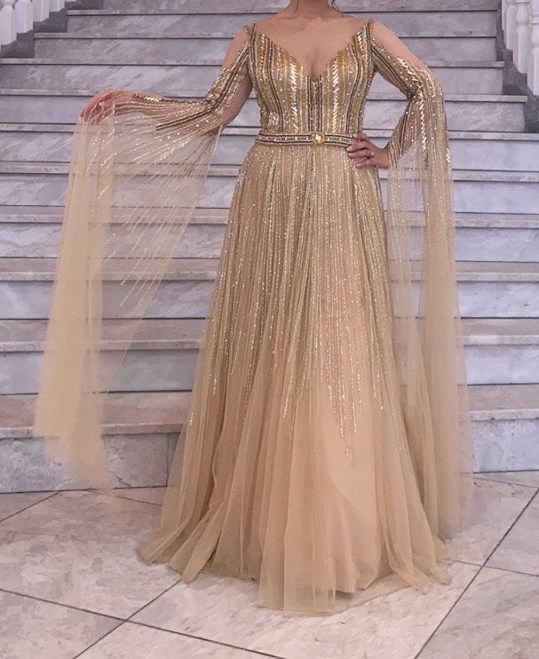Haute Couture galajurk uit Parijs, Galajurk, Ophalen of Verzenden, Zo goed als nieuw, Maat 36 (S)