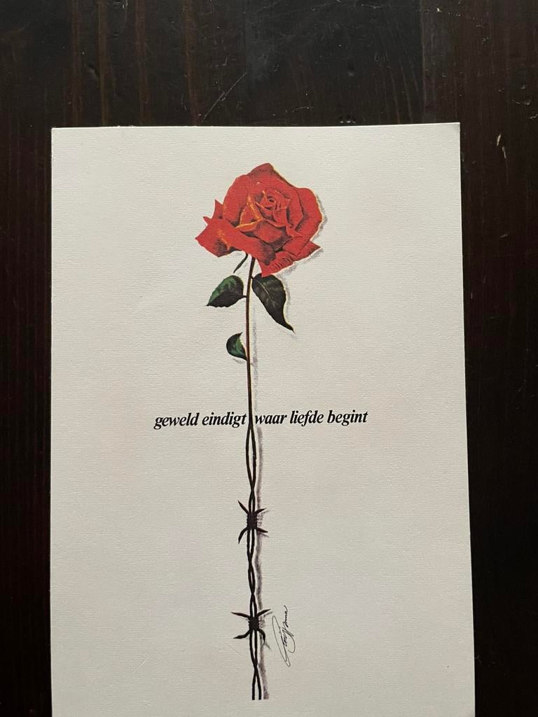 Pax christi Briefkaart geweld eindigt waar liefde begint, Antiek en Kunst, Kunst | Litho's en Zeefdrukken, Ophalen of Verzenden