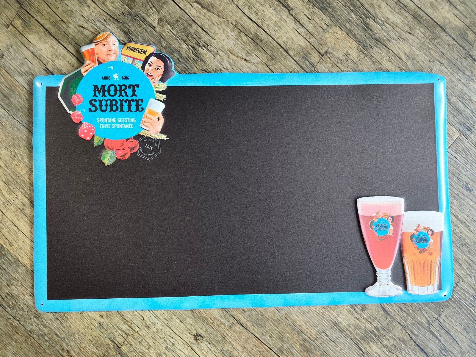 Mort Subite bier reclamebord, Ophalen of Verzenden, Zo goed als nieuw, Reclamebord, Plaat of Schild, Overige merken