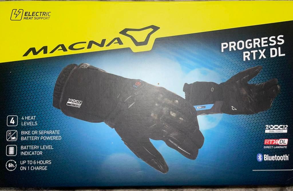 Macna Progress RTX DL Verwarmde Handschoenen + Accu Set, Motoren, Kleding | Motorkleding, Ophalen of Verzenden, Tweedehands, Handschoenen