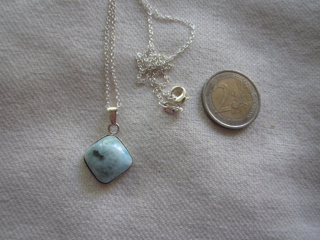 61.  Schitterende oude hanger, LARIMAR, zilver, Ophalen, Zilver, Hanger