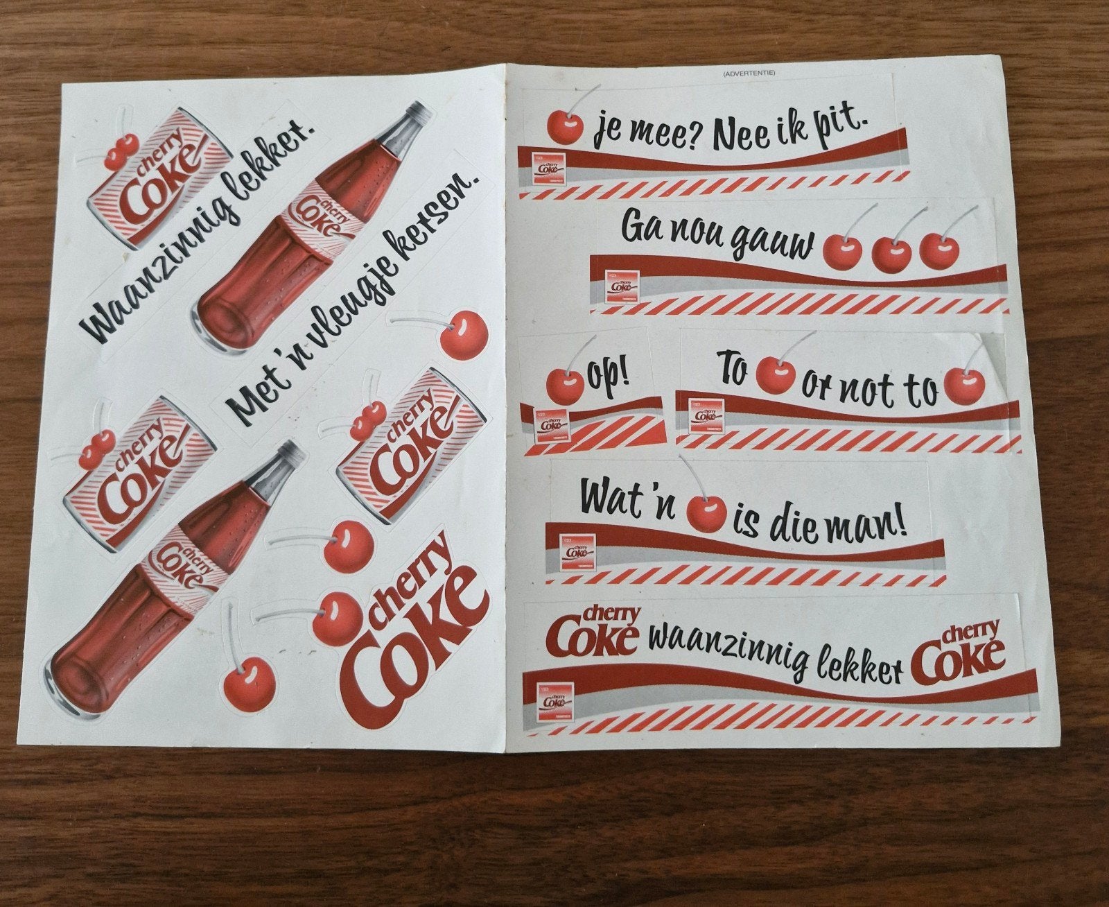 1150 Vintage Cherry Coke Sticker Vel - 30x20cm, Ophalen of Verzenden, Zo goed als nieuw, Merk