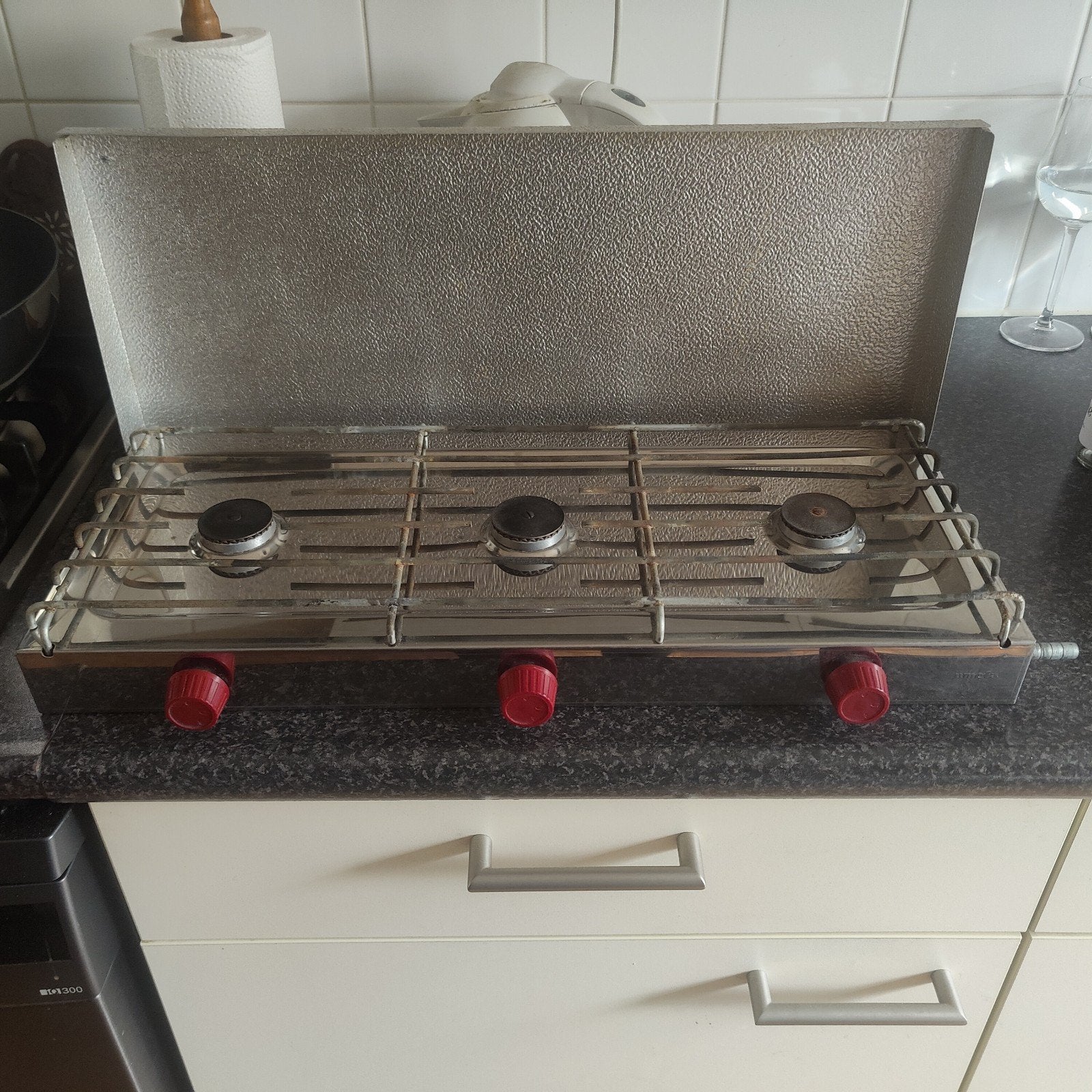 Draagbaar 3-pits gasfornuis voor camping of buiten, Ophalen of Verzenden, Gebruikt