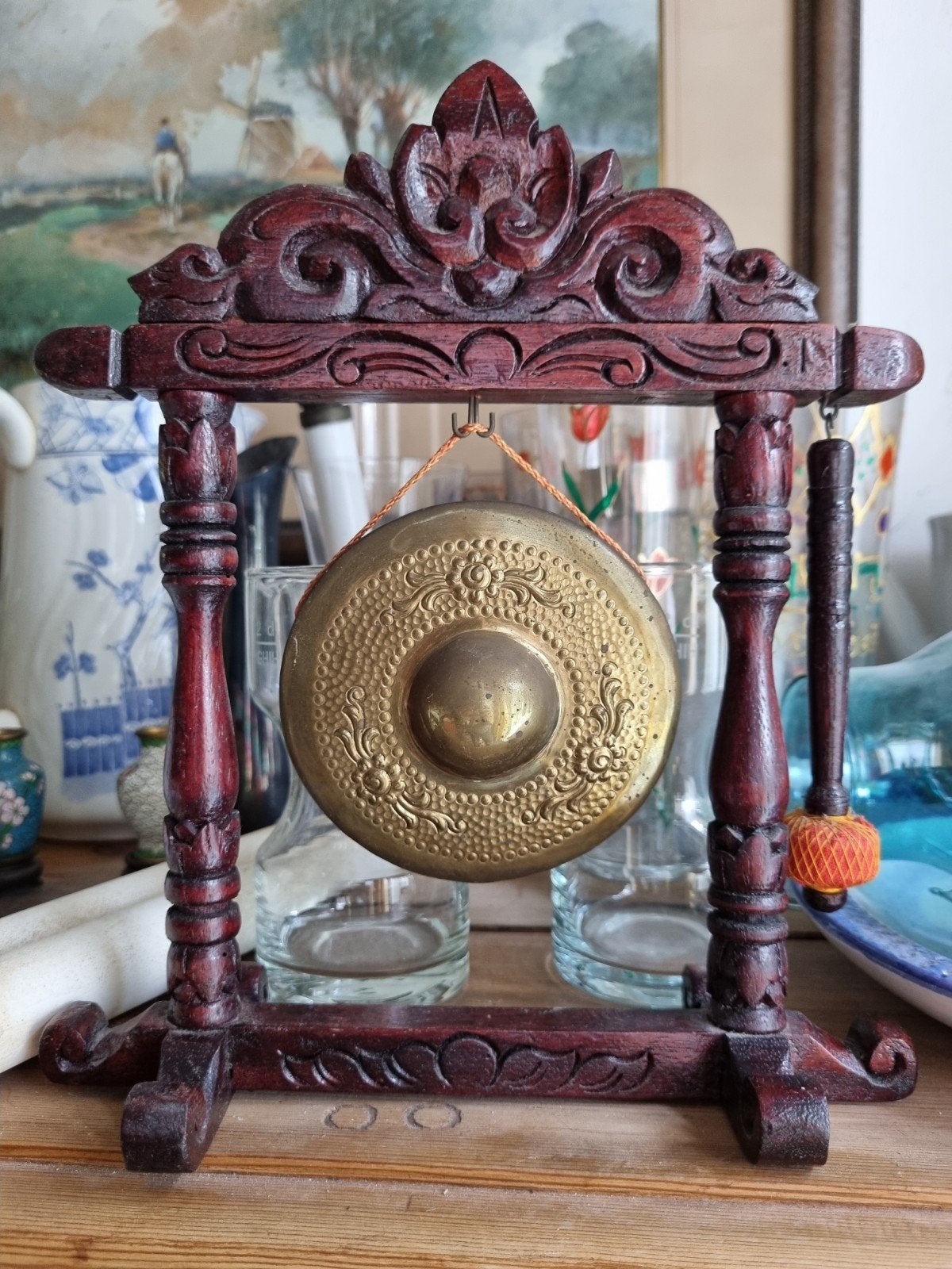 Kleine houten Chinese gong, Ophalen of Verzenden