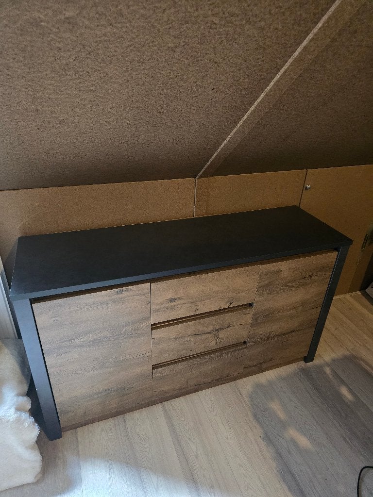 Dressoir Monaco eiken grijs 140 cm, Ophalen, Gebruikt, Eikenhout, 25 tot 50 cm