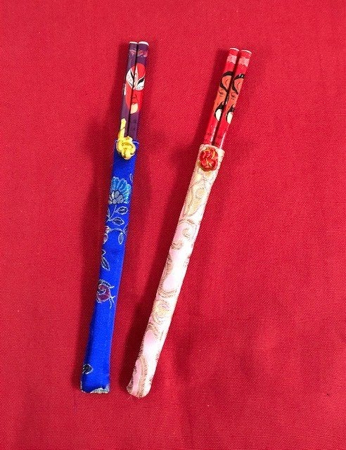 Nieuwe Eetstokjes - 2x set in hoesje, Overige materialen, Nieuw, Ophalen of Verzenden, Los bestek