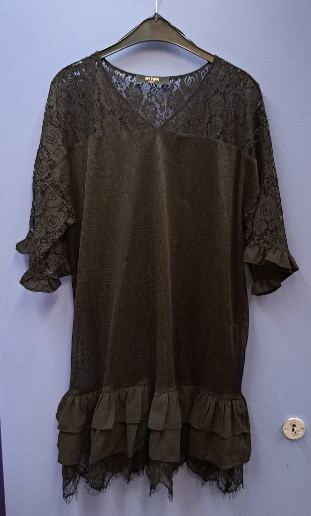 Twinset jurk zwart gaas / broderie/ laagjes mt S-M 44528, Twinset, ., Zwart, Ophalen of Verzenden