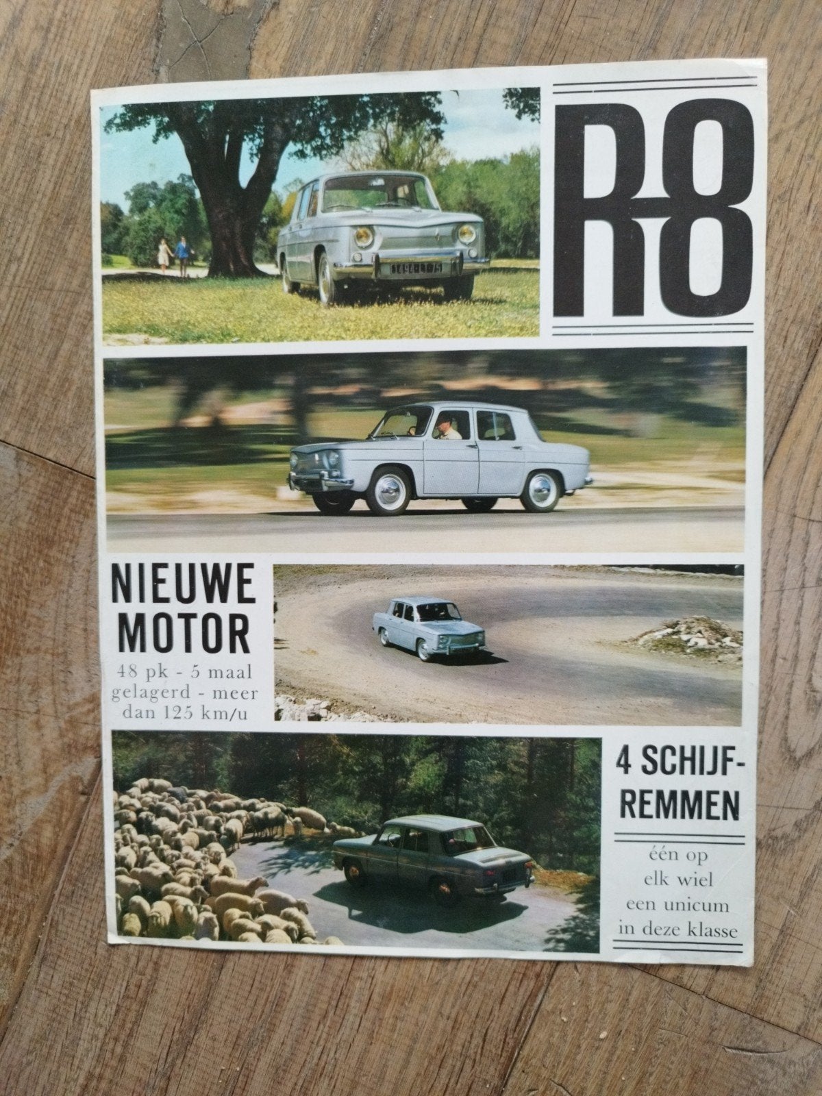 Renault R8 brochure uit 1963 - Nieuwe motor, 4 schijfremmen, Renault, Ophalen of Verzenden, Zo goed als nieuw, Renault