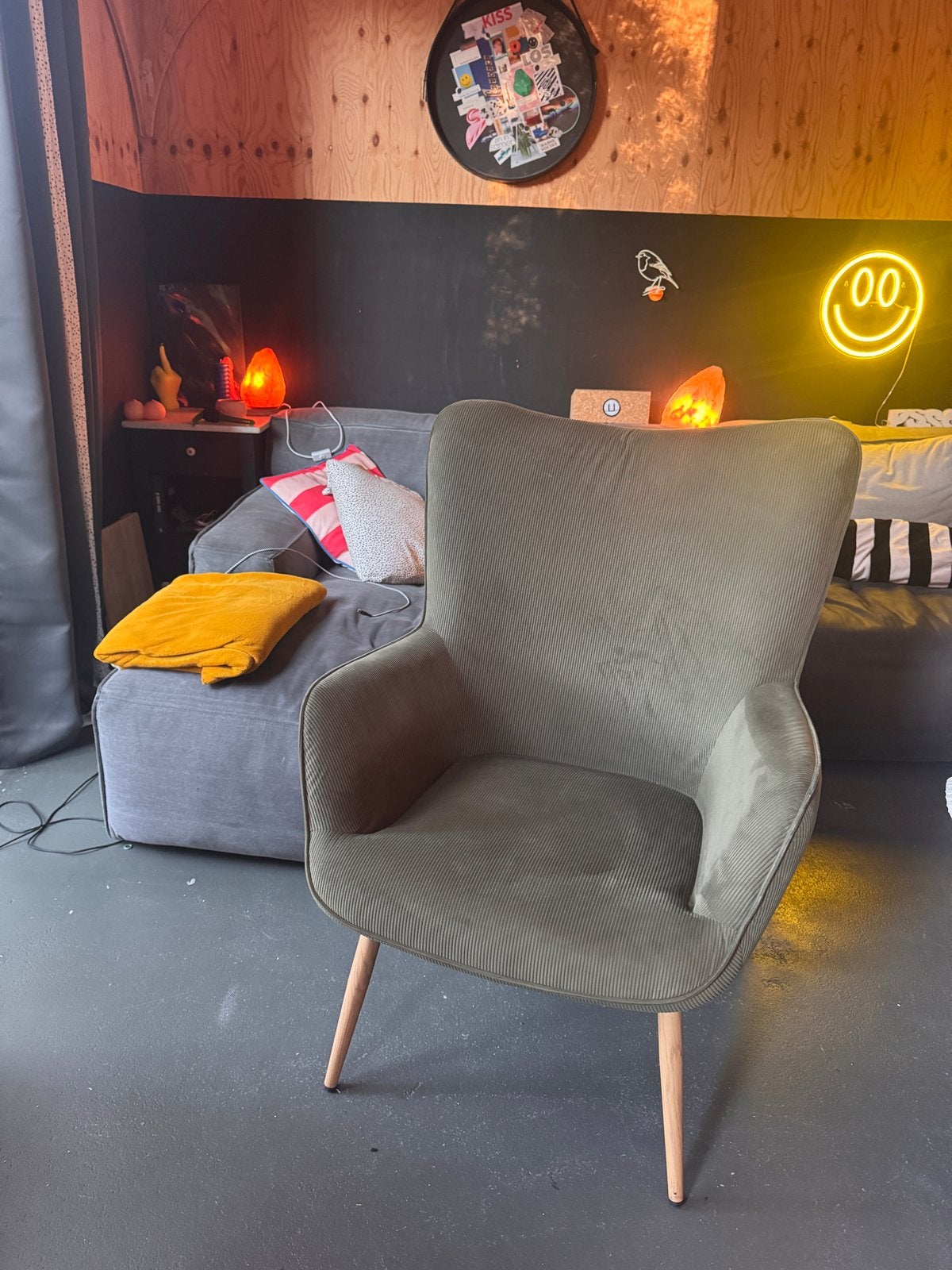 2 stuks JYSK HUNDESTED RIB Groene Oor Fauteuils, Ophalen, Twee, Overige kleuren, Zo goed als nieuw