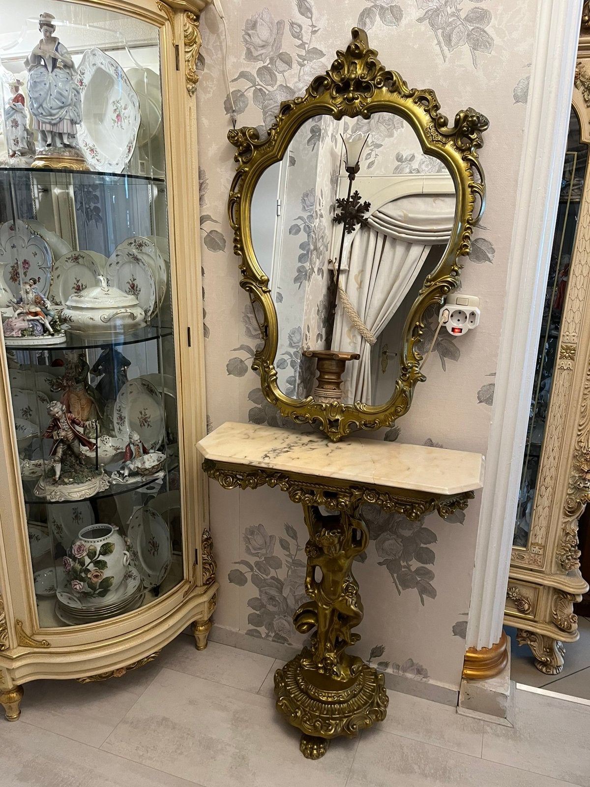 Antiek barok console tafel met spiegel, Ophalen