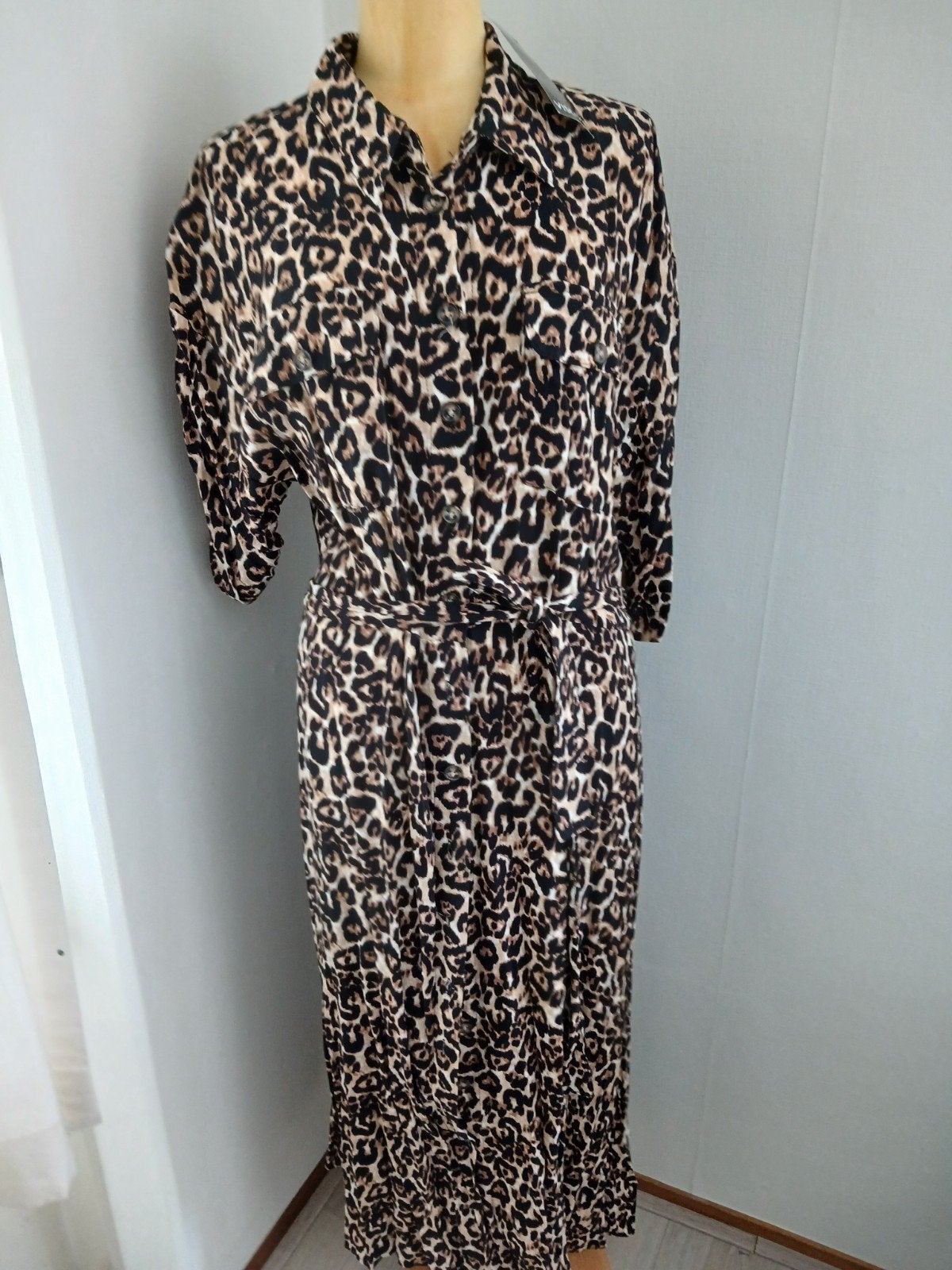 Nieuwe Maxi tijgerprint jurk mt 46 48, Overige kleuren, Verzenden, Maat 46/48 (XL) of groter, Nieuw