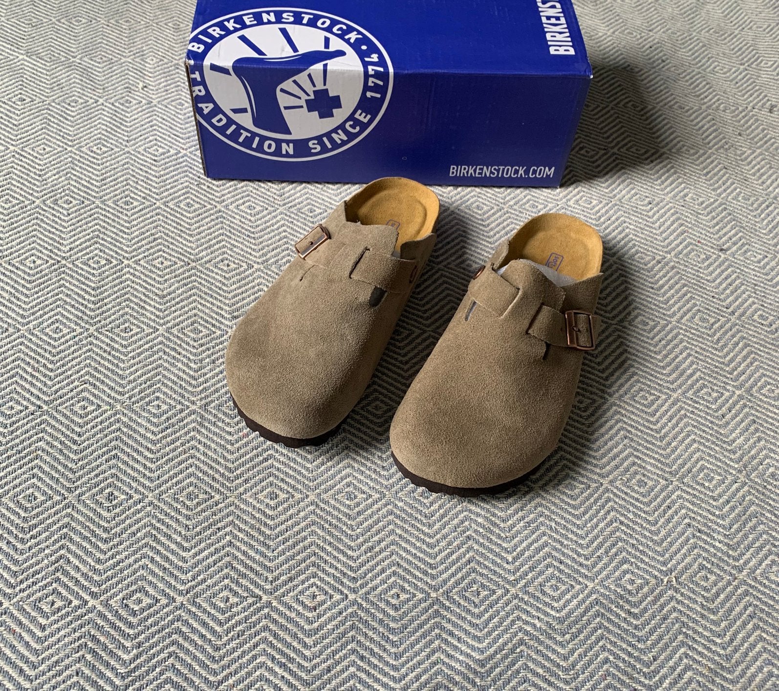 Birkenstock Boston - Taupe - Maat 37, Bruin, Verzenden, Nieuw, Sandalen of Muiltjes