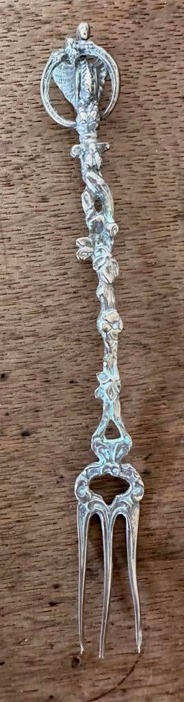 Antiek 800 zilver dessertvorkje Phoenix vogel Jugendstil, Ophalen of Verzenden, Zilver