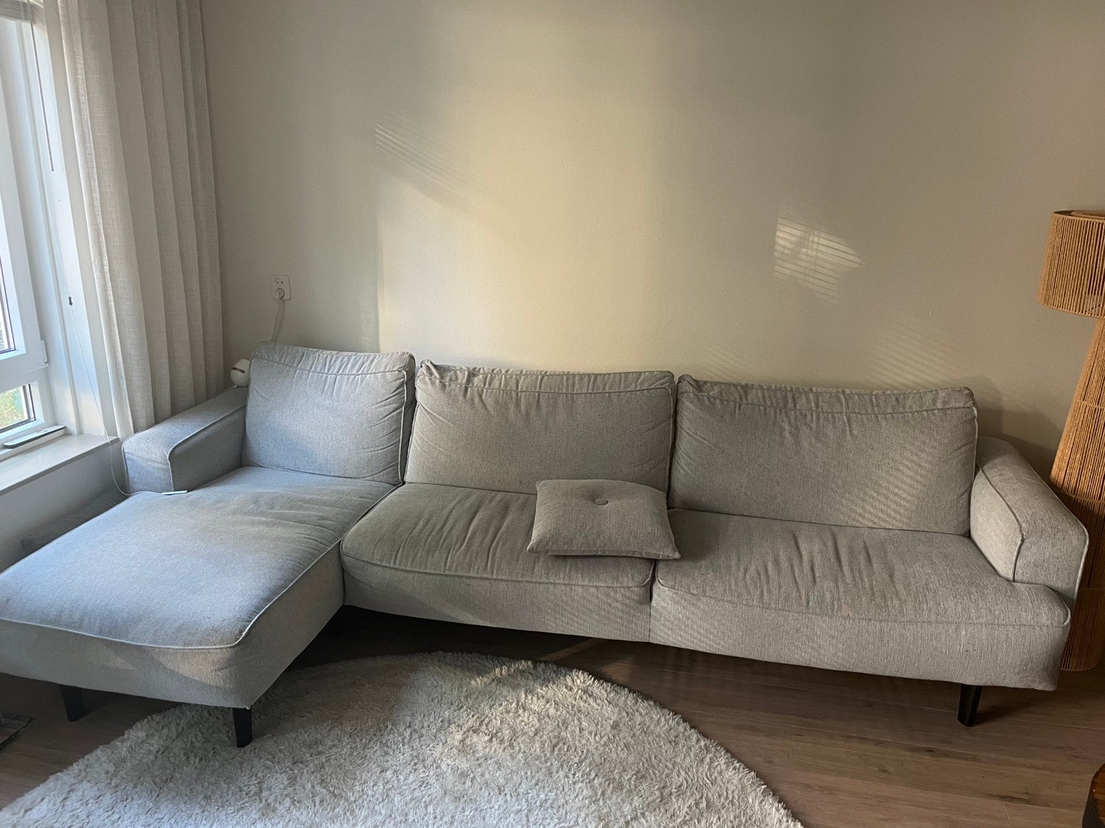 Comfortabele 3,5 zits Montel hoekbank  in goede staat, Ophalen, 250 tot 300 cm, Gebruikt, 100 tot 125 cm