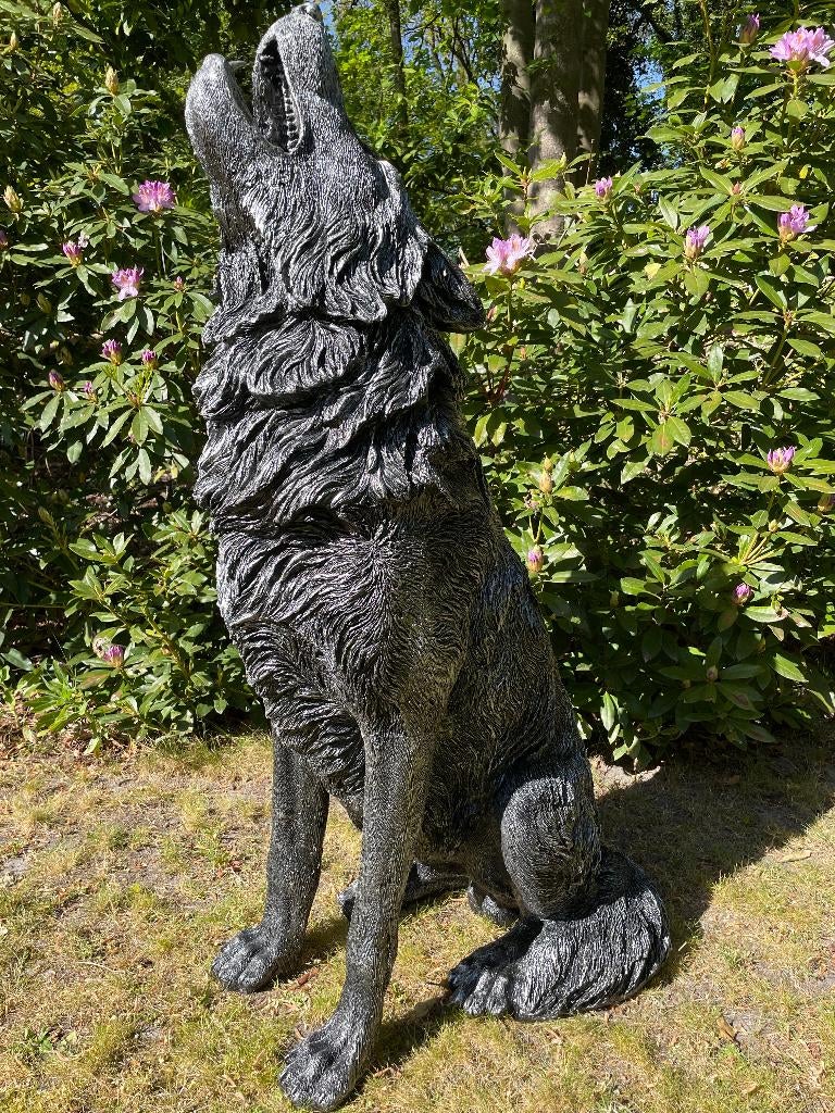 Beeld wolf, woonkamer, terras, tuin, 120 cm, Ophalen, Nieuw, Kunststof, Dierenbeeld